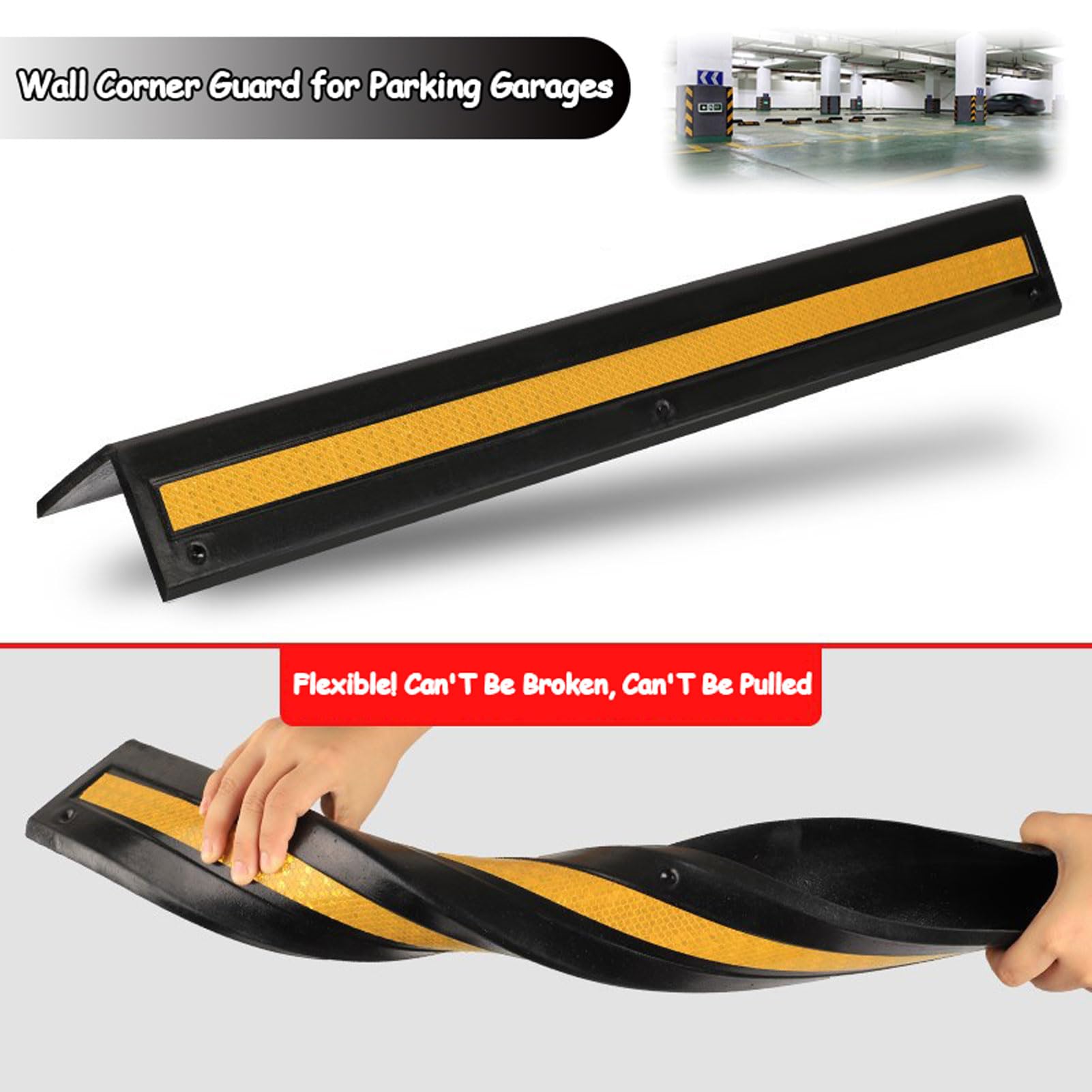 Protector De Borde De Pared Reflectante Protector De Esquina De Pared De Goma Borde De Esquina De Pared Y Protectores Parachoques para Estacionamientos Y Columnas Almacenes,16pcs,40cm