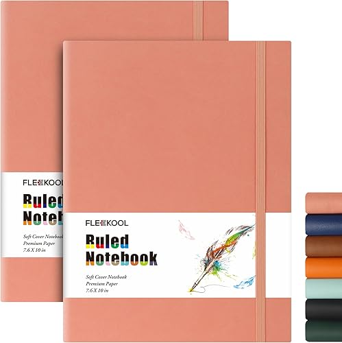 Miniatura 8 de FLEEKOOL Diarios de negocios - Paquete de 2 cuadernos universitarios B5 de tapa suave grande con papel rayado grueso de 100 gsm, 376 páginas