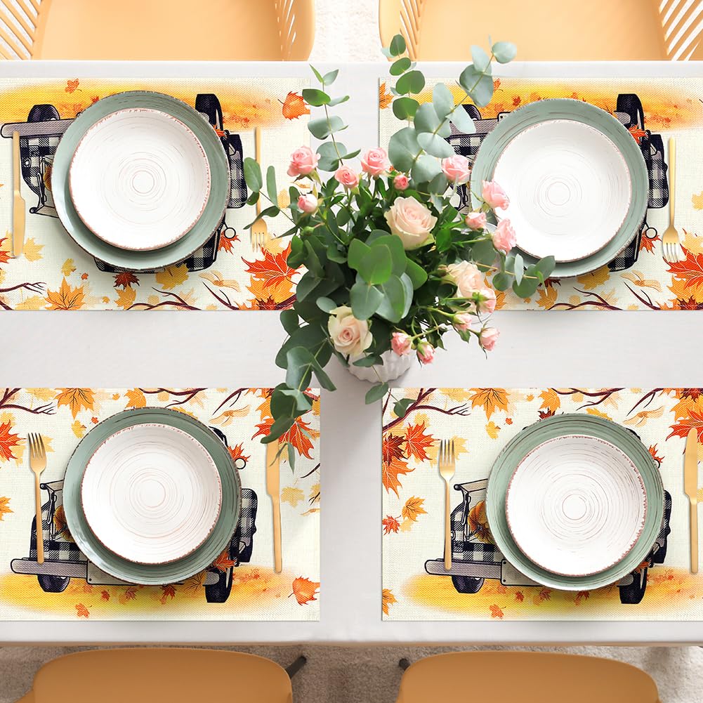 Moslion Lot De 4 Sets De Table En Coton Et Lin Pour Salle à Manger, Cuisine, Décoration D'intérieur, 30,5 X 45,7 Cm, Noir Et Beige