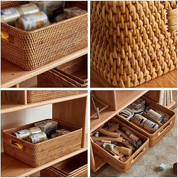 Amazon.co.jp: MJKQ9 収納バスケット 藤箱 かご 天然藤 ラタン製 48*43