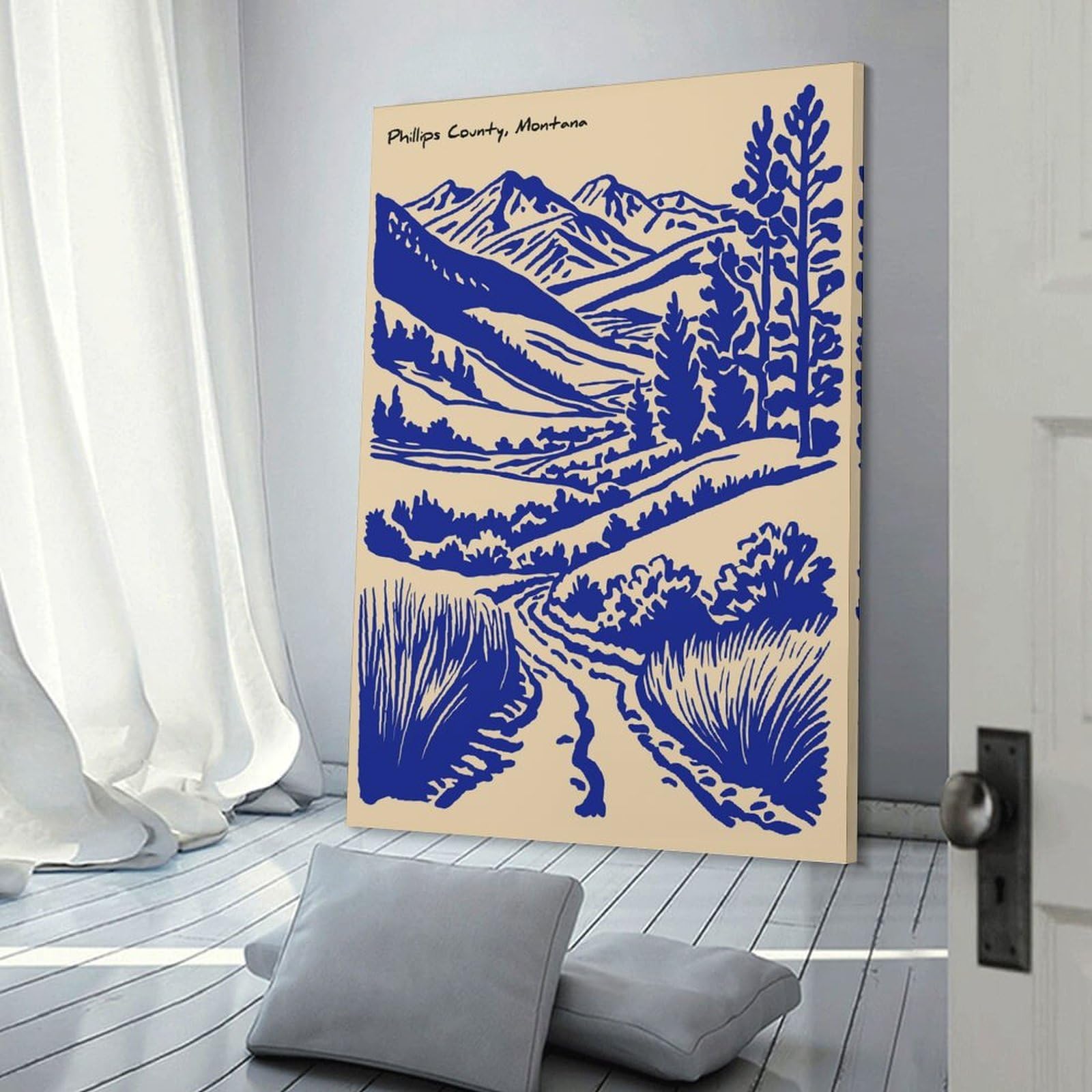 Junmoney Room Decor Wall Art Phillips County, Montana Landscape Art, 24x36inch(60x90cm), for Home Lounge, Bedroom Or Reading Nook, Eye Catching Artwork for Blank Walls