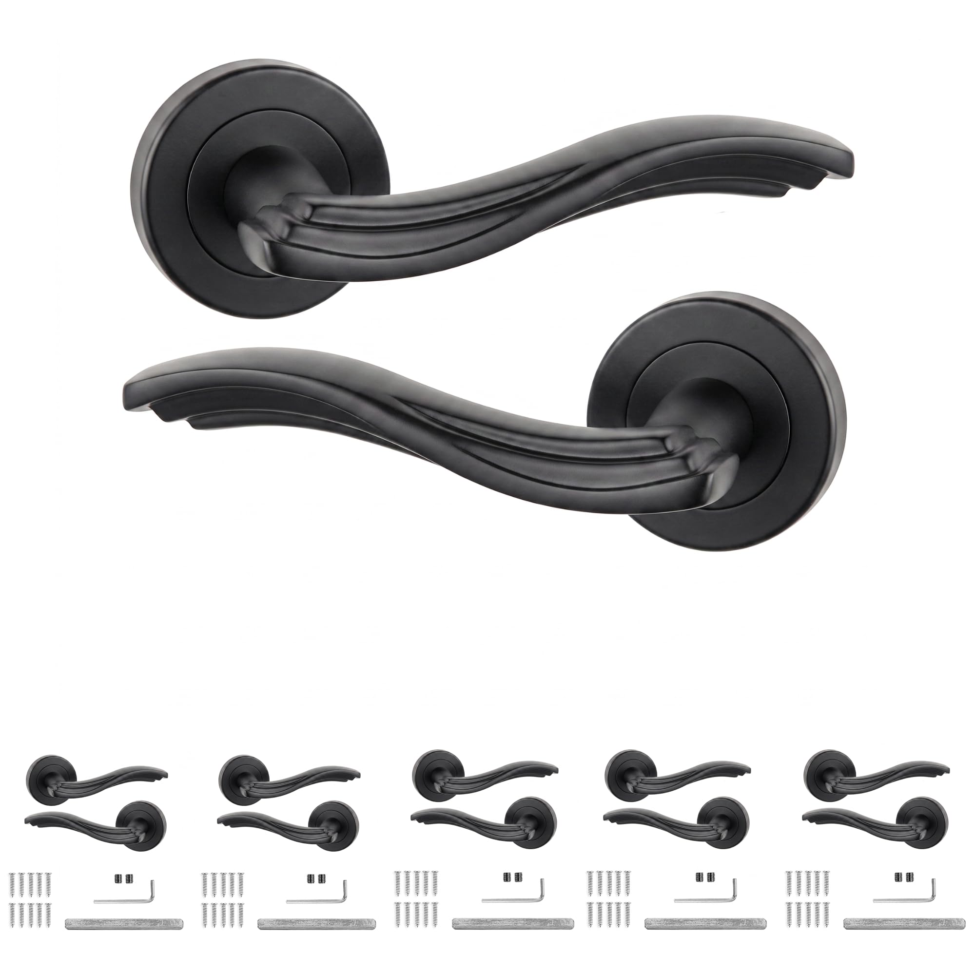 Decoranddecor Solace Matt Black Internal Door Handles 6 Pack