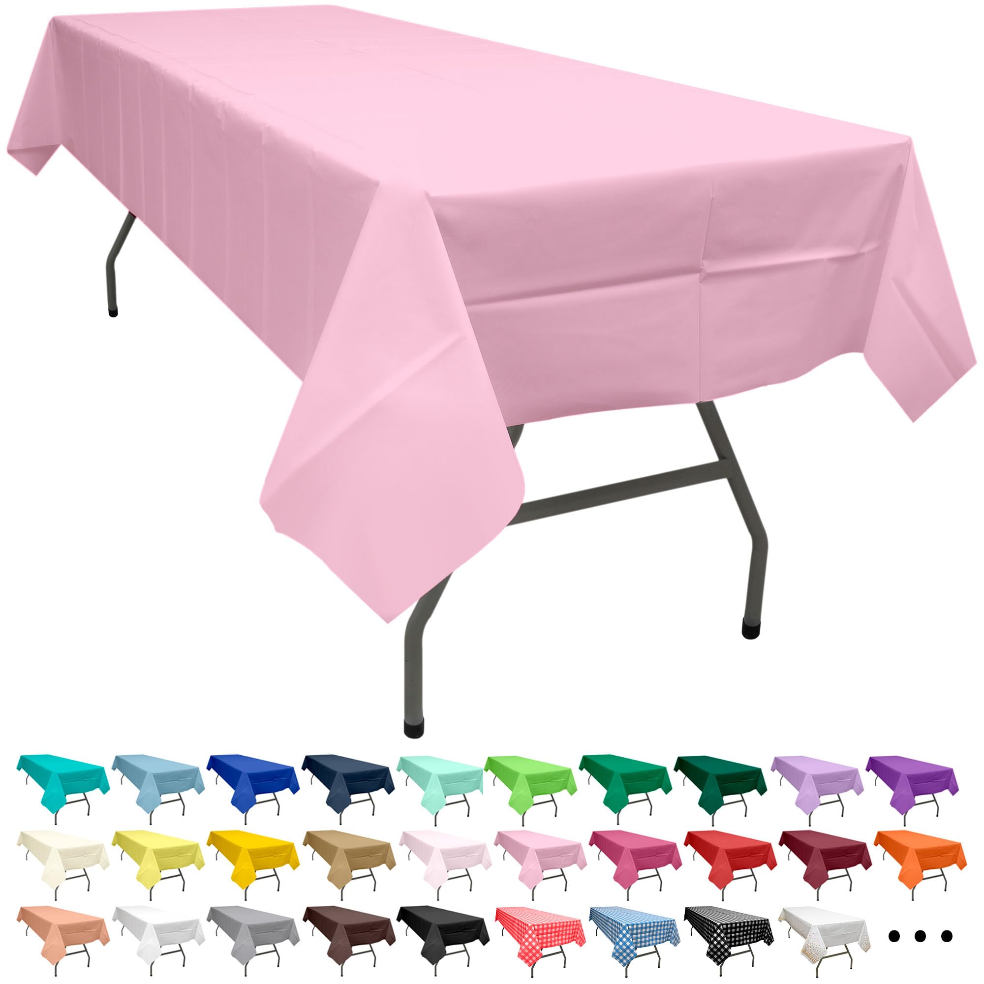 Party Ulyja Blush Pink 2 Pack Plastic Tablecloth Rectangle 54 x 108 Inches Disposable Pale Pastel Pink Reusable Table Covers for Dining, Birthday, Wedding, Picnic, Event and Outdoor Use — view 11