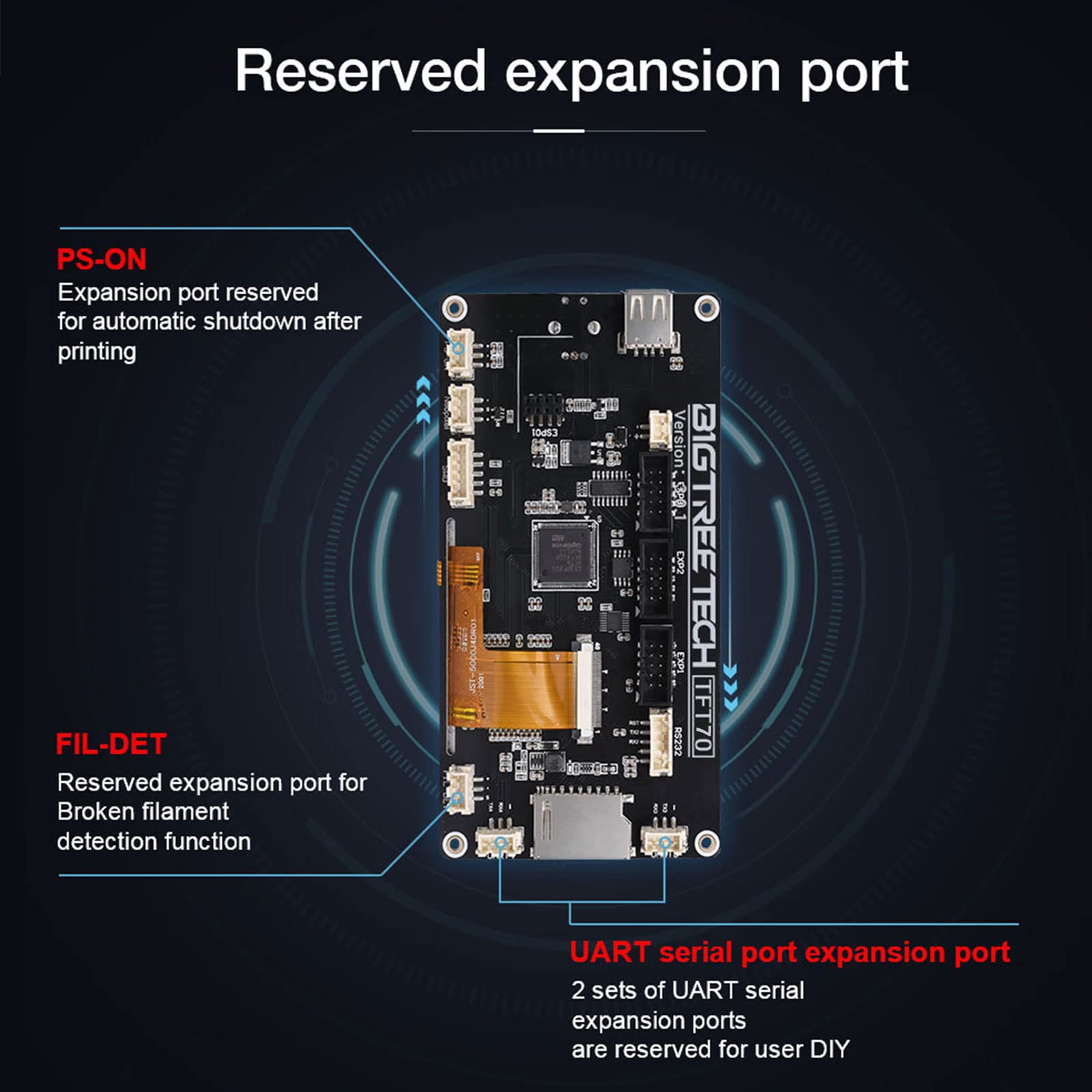 BIGTREETECH TFT70 V3.0 pour Creality Ender 3 CR10 Imprimante 3D Contrôleurs graphiques intelligents Compatible SKR Mini E3 V2.0 board SKR V1.4 Turbo SKR PRO Grand écran Super Clair