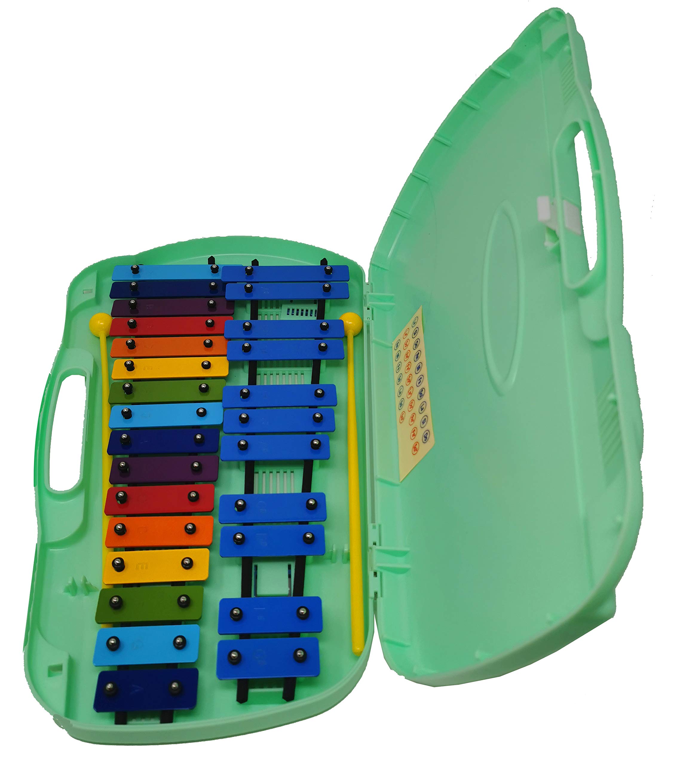 ROCKSTAR - Xilófono Glockenspiel Carrillón Metalofono Angel AG27N Cromático, 27 Teclas Colores con Estuche y Mazas. Para uso escolar ó domestico, Instrumento Musical Rítmico