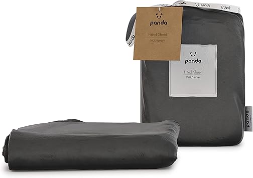 Panda 100% Bamboo Fitted Sheet Urban Grey, UK Super King 180 x 200 + 32 cm