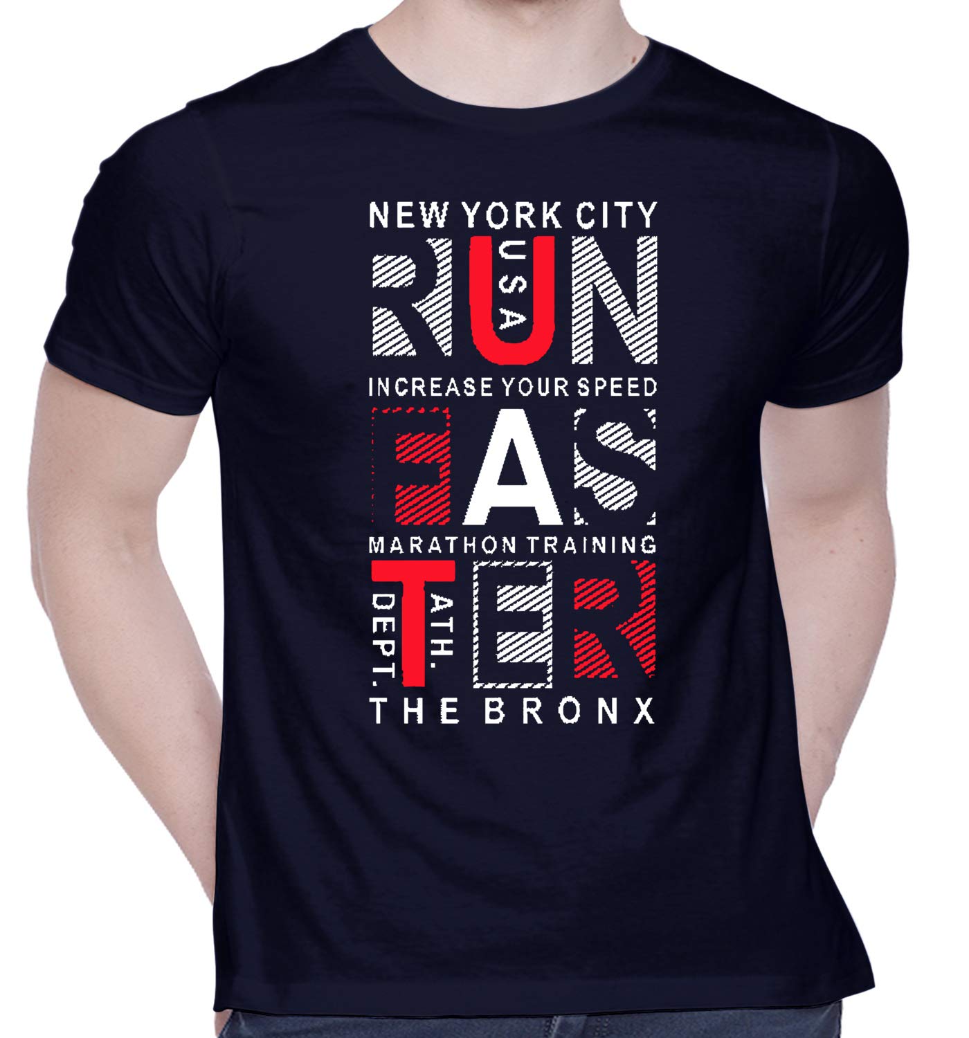 CreativiT Graphic Printed T-Shirt for Unisex NYC Run Tshirt | Casual Half Sleeve Round Neck T-Shirt | 100% Cotton | D00612-210