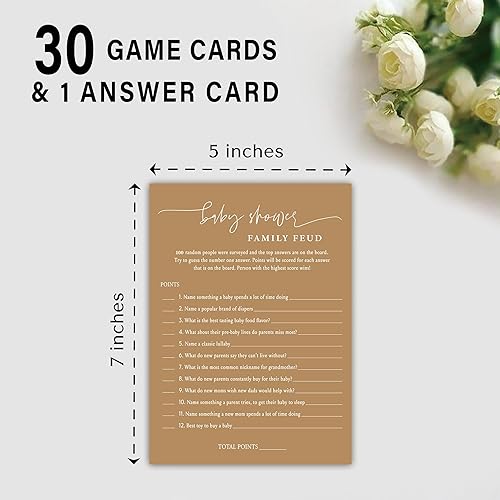 Miniatura 6 de Juego de peleas familiares para baby shower, paquete de 30 tarjetas de juego, 1 clave de respuesta, juego de baby shower Twinkle Star para niños y