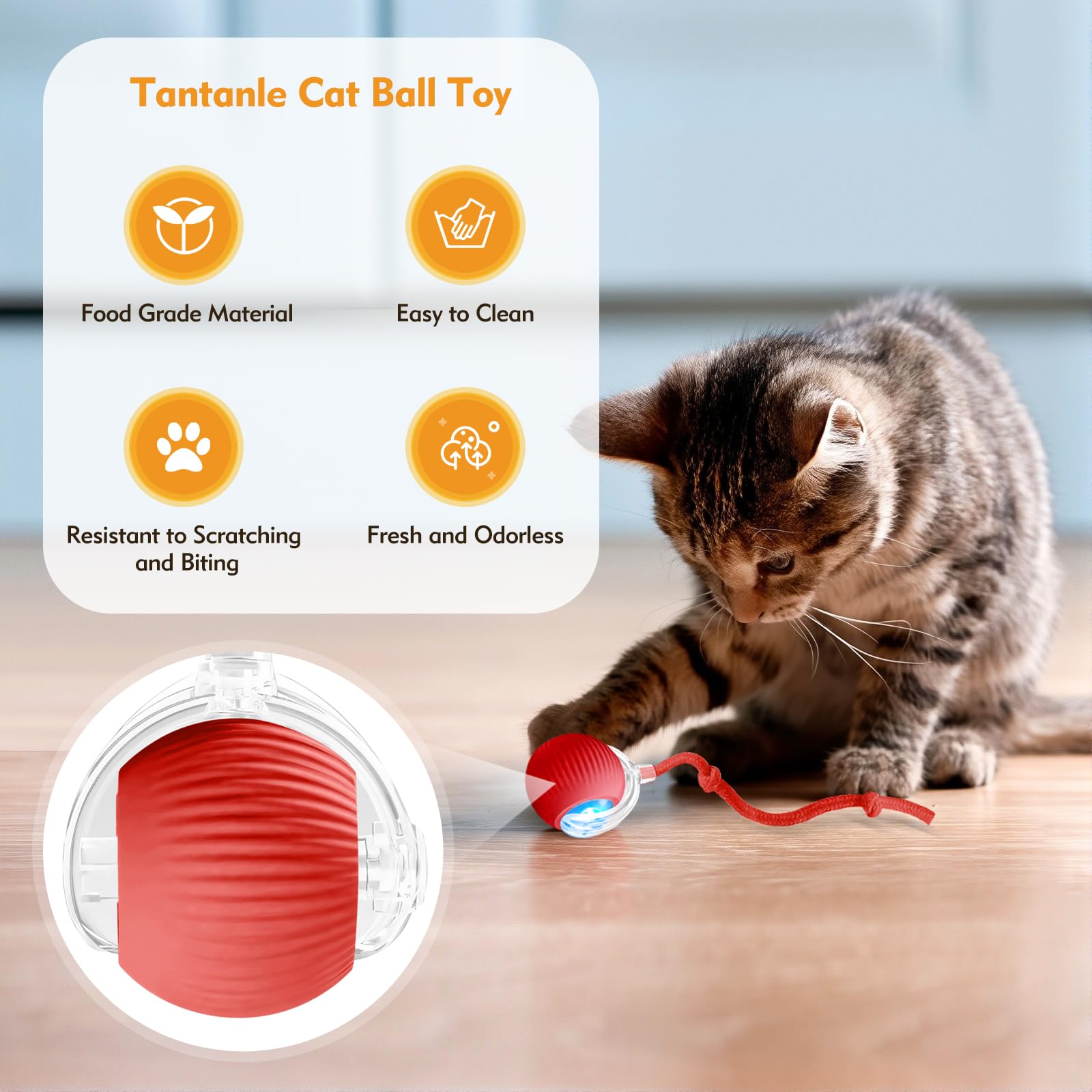 Doweve Interactive Cat Toys for Indoor Cats Smart Moving Interactive Cat Ball - Image 4