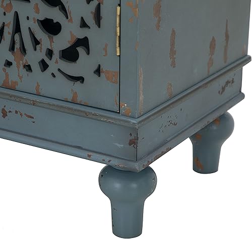 Miniatura 4 de Sophia & William Armario de almacenamiento decorativo con una sola puerta, mesa auxiliar decorativa envejecida con marco de madera y patrón floral
