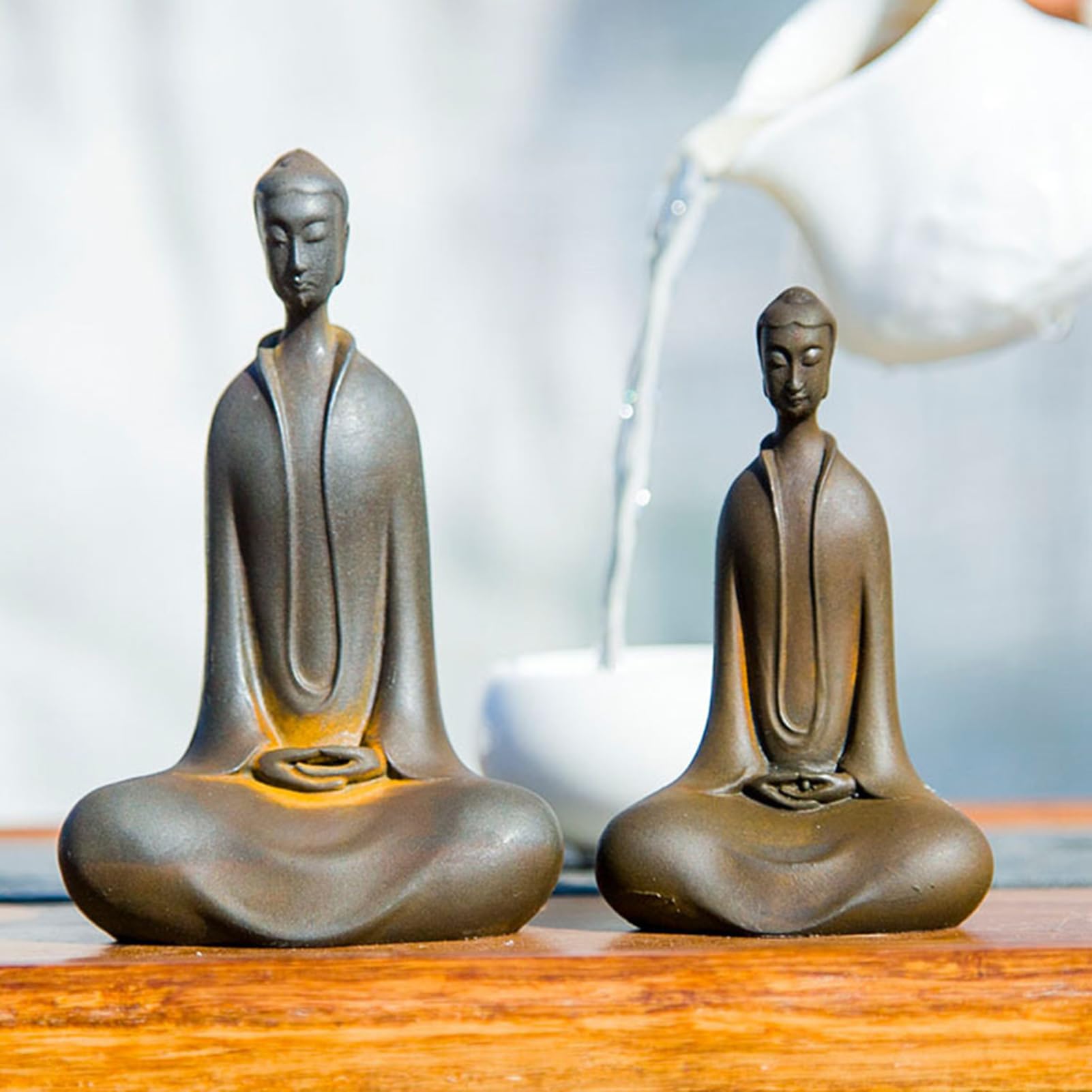 Bouddha japonais en fer contre le stress pour bureau zen