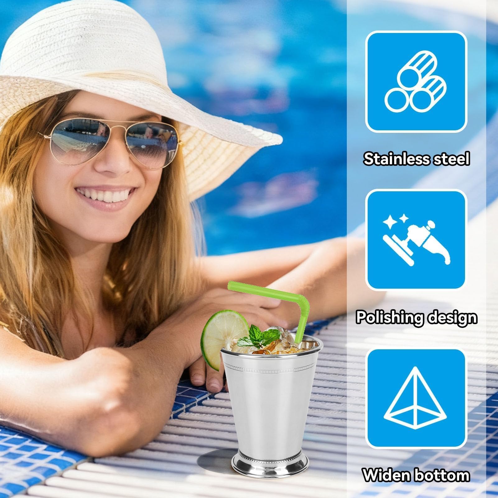 Tazze julep di menta, 2 pezzi da 400 ml di bicchieri classici in acciaio inossidabile bicchieri da cocktail bevande in vetro tazza di birra in vetro per succo bevanda