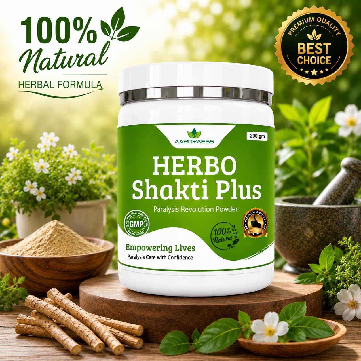 Herbo Shakti Plus Ayurvedic Herbal Wellness Powder 200g — Amazon image 3