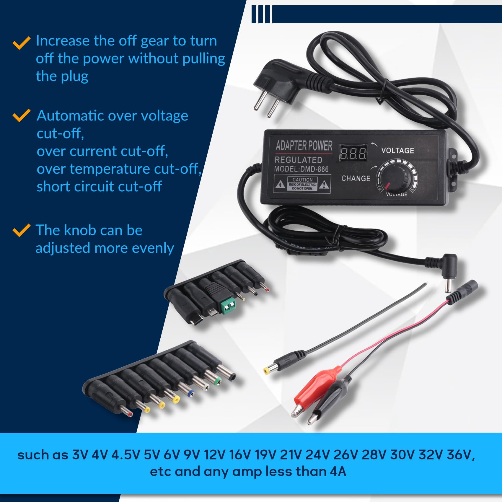 Alimentatore universale 3-36 V 4 A 144 W 3 V 5 V 6 V 9 V 12 V 15 V 18 V 20 V 24 V 30 V 36 V commutazione variabile regolabile spina UE