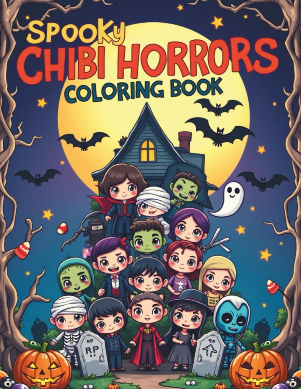 Spooky Chibi Horrors: A Coloring Book: Unique, Adorable Illustrations for Horror Fans Featuring Creepy Kawaii Characters, Ghouls and Spooky Scenes for Relaxing Creative Escape.