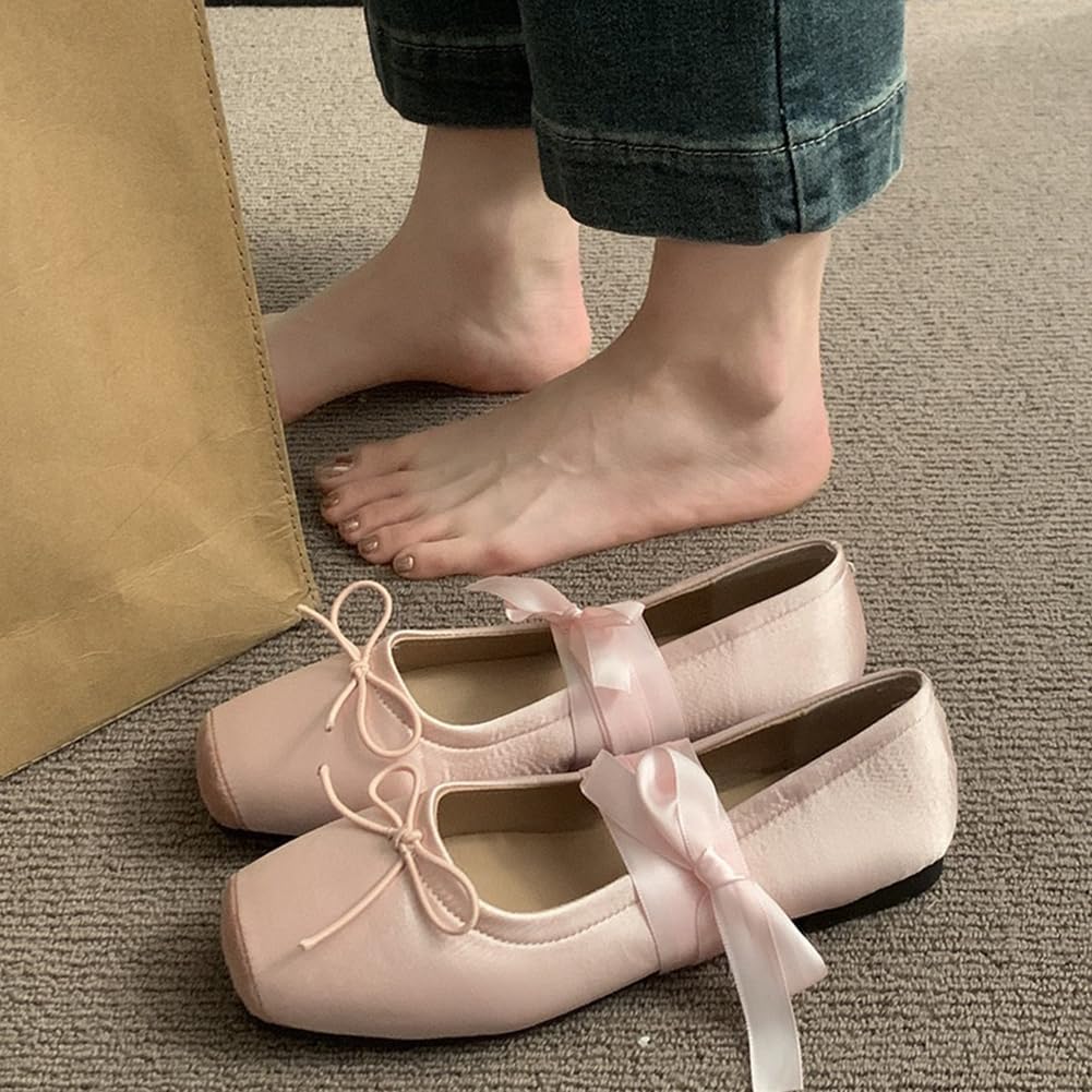 COVOYYAR Women Lace Up Ankle Strap Ballet Flats Shoes Floral Dressy Flats - Image 3