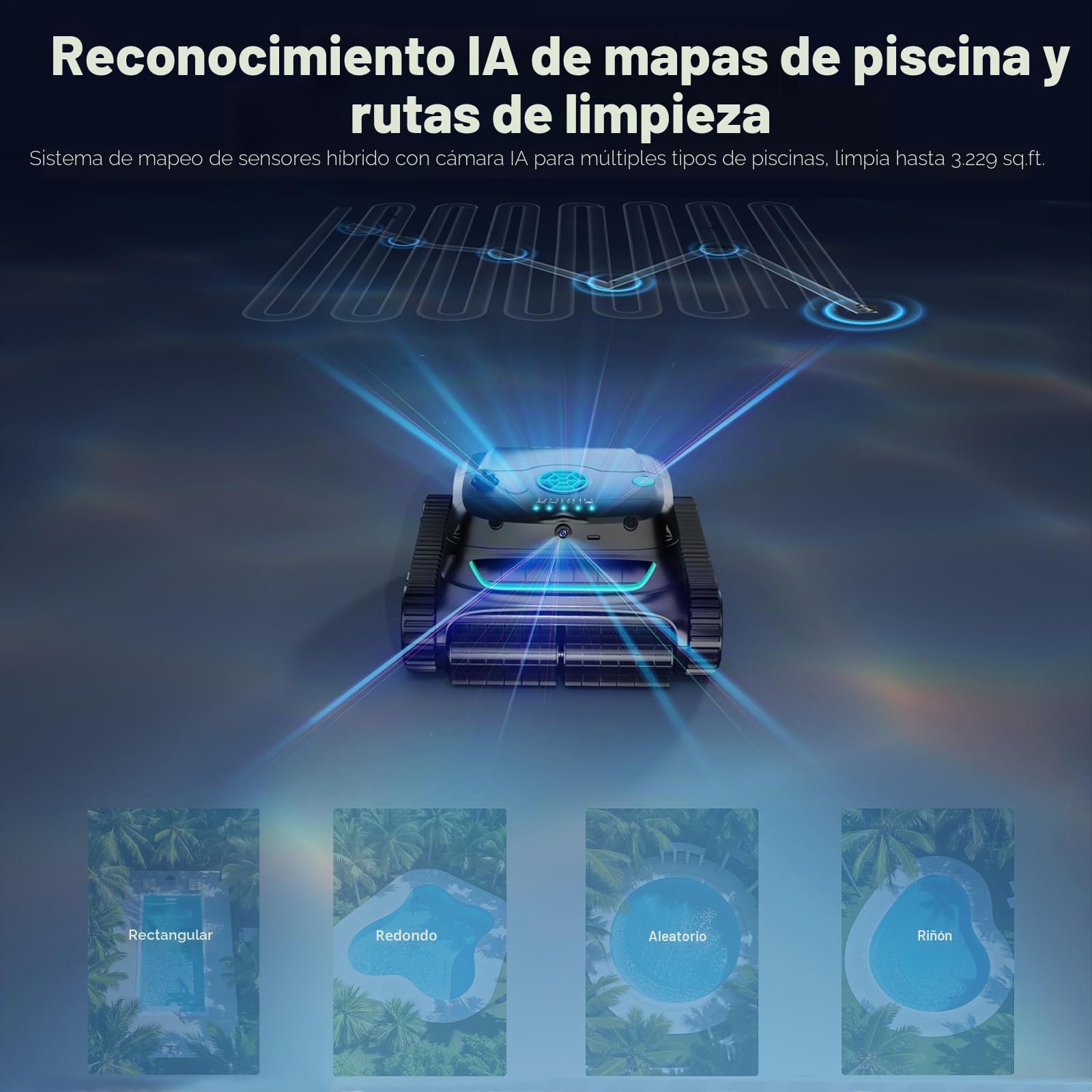 WYBOT S2 Solar Vision Robot Limpiador de Piscinas, con Cámara con IA, Carga Solar, Retorno y Carga Automáticos, Limpieza Programada Mejorada, Limpieza por Zonas, Sistema de Adsorción 3D (Gris)