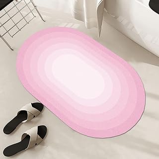 Alfombra Ovalada Antideslizante para balcón, Color Rosa, Ideal para decoración del hogar, Sala de Estar, sofá, Cocina, Suelo, Grande Antideslizante, fácil de Limpiar, 60x90cm(60x90cm)