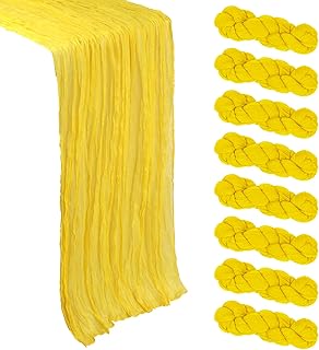 8 Pack 23 x 120 Inch Lemon Yellow Table Runner 10Ft Cheesecloth