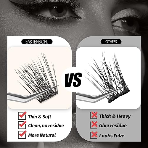 Miniatura 5 de Extensiones de pestañas para colocar en casa, 120 racimos de pestañas postizas, efecto 3D, juego de pestañas naturales individuales en casa, kit de