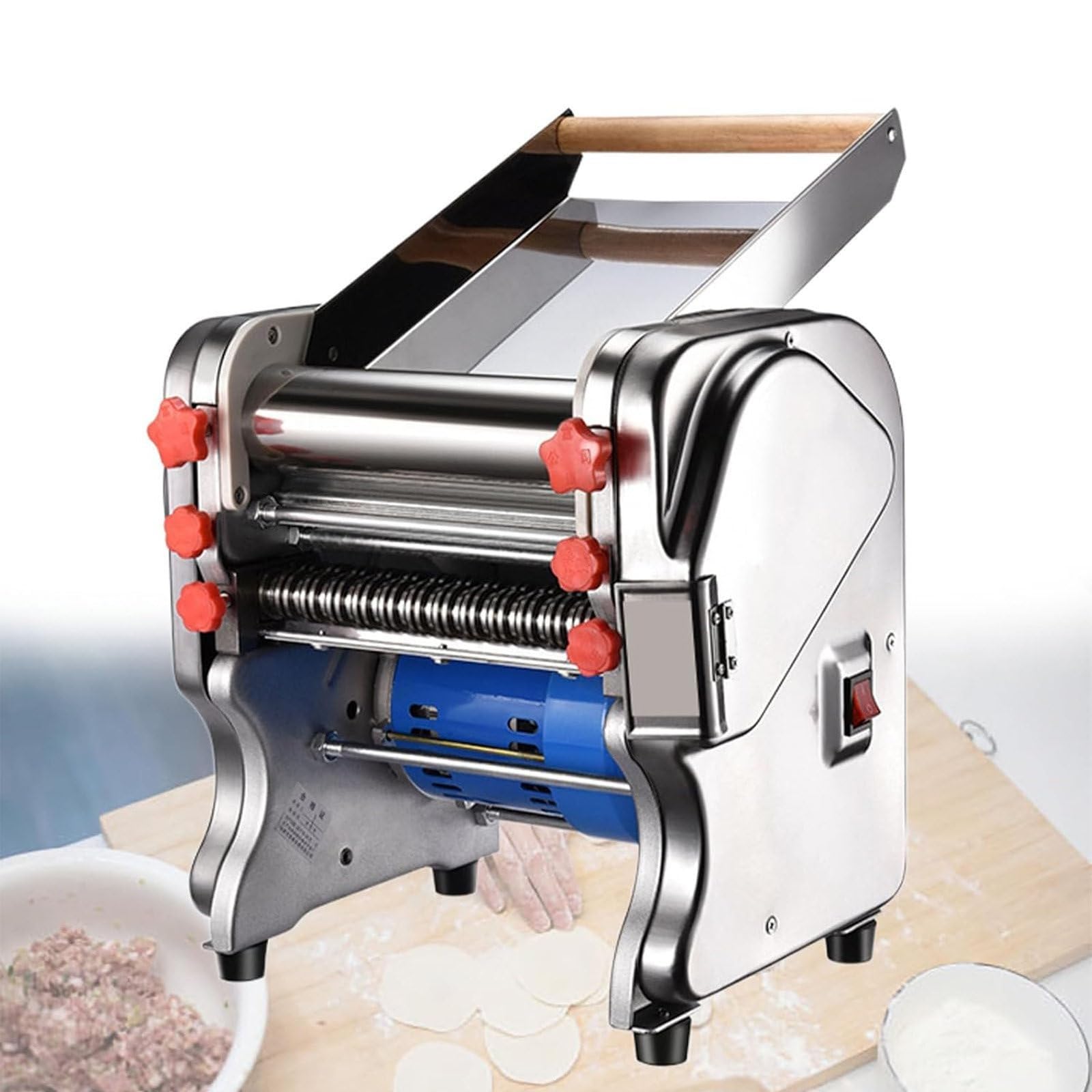 Macchina per La Pasta Automatica 550W,Macchina per Pasta Fresca Elettrica,Sfogliatrice In Acciaio Inossidabile per Fettuccine/Tagliolini/Spaghetti con Lame per Uso Domestico e Commerciale(FKM160)