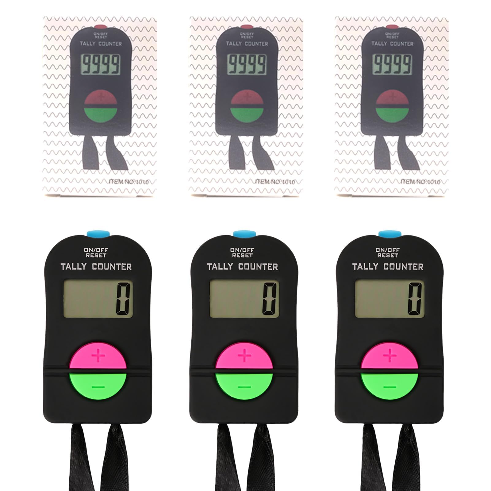GCNWW 3 Pcs Digital Handheld Clicker Counter, Practical Electronic Clicker with Add/Subtract and LCD Display, Portable Tally Counter for Golf Scoring, Sports Coaching, Events, Inventory