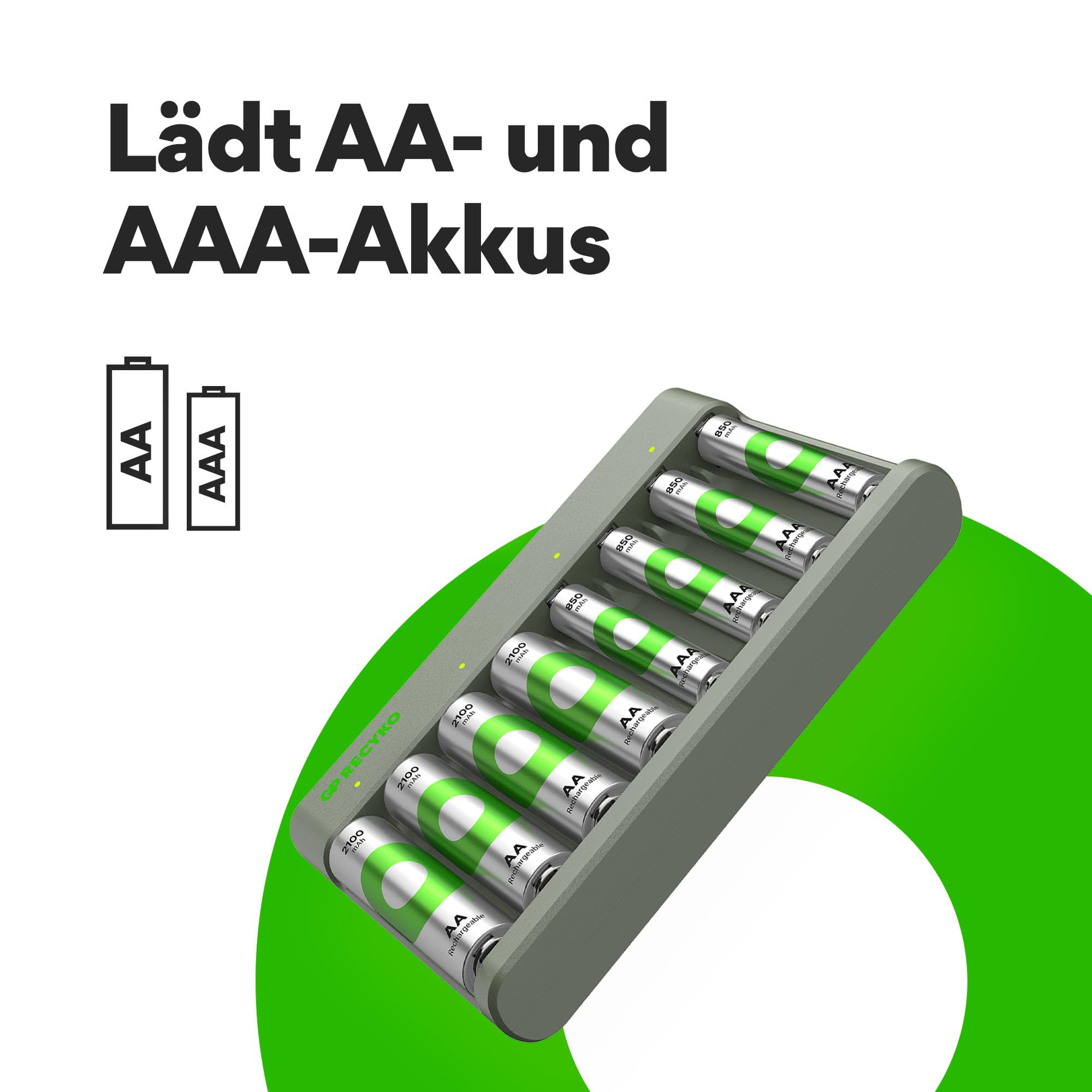 GP RECYKO ładowarka USB model GP E821 w zestawie 4 x RECYKO AA 2100 mAh 4 x RECYKO AAA 850 mAh akumulator