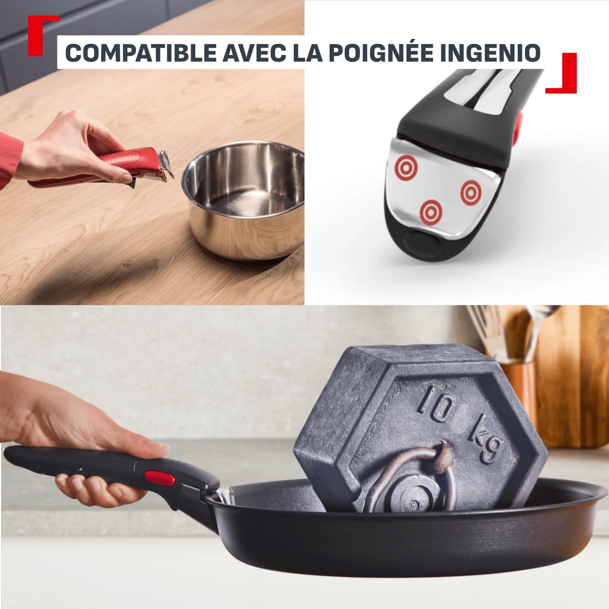 Tefal Comfort Max, Batterie de cuisine 20 pièces, Poêles et casseroles empilables, Design compact, Poignée amovible, L966SK44