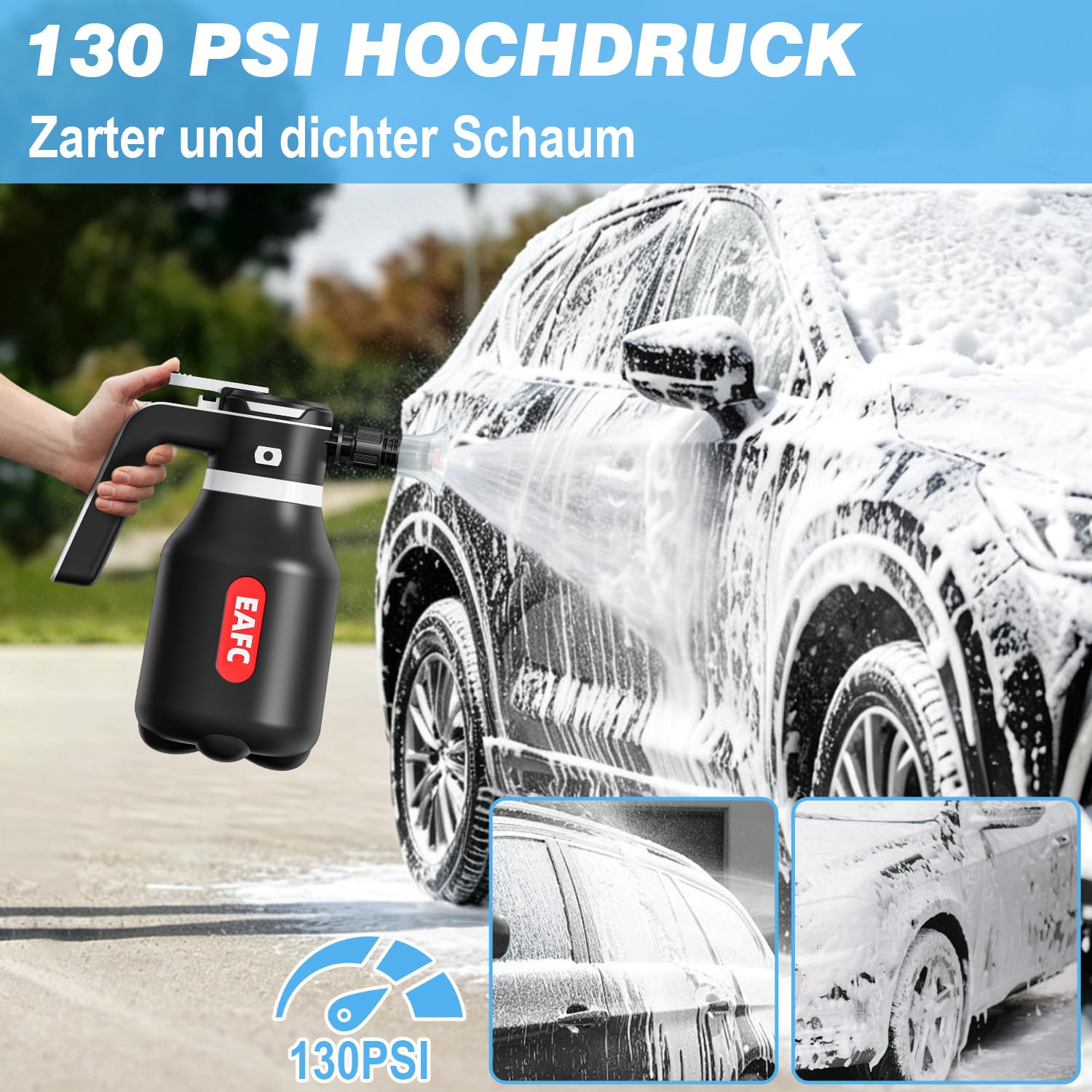 Schaumsprüher Elektrisch 2L, Drahtlos Pumpsprühflasche, Aufladbar Drucksprüher, Akku Drucksprüher Für Autowäsche, Zuhause Reinigen
