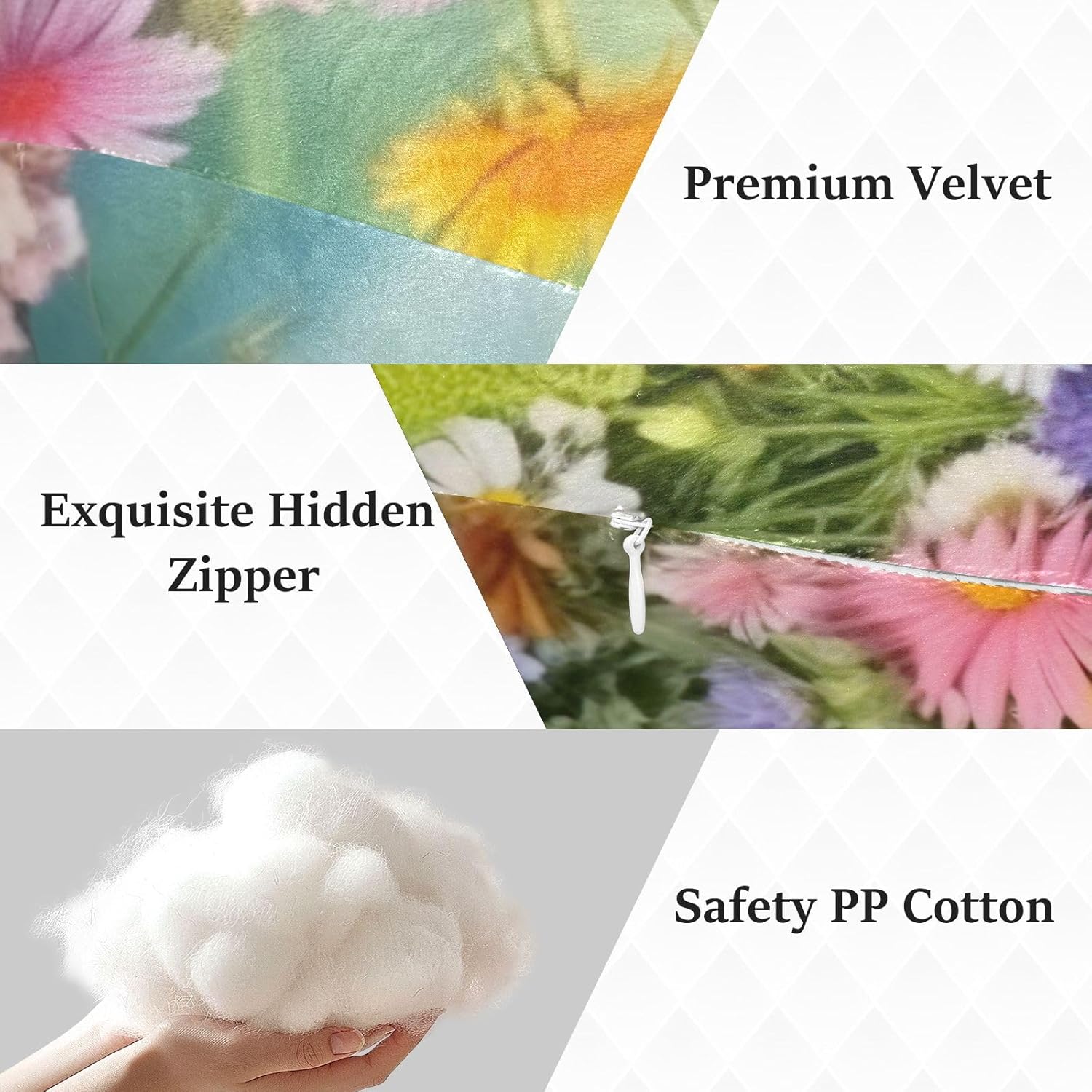 Wild Flowers1 Human-Shaped Pillow Soft Body Pillows Washable Velvet Pillows for Anxiety Relief Sleeping Cuddling & Support