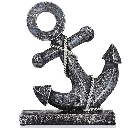 H&W Resin Anchor Figurine 8.5 "H, Nautical Décor, Anchor Model