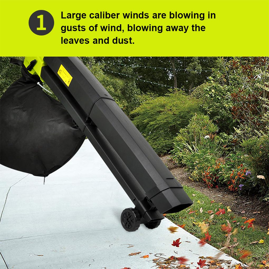 Soplador eléctrico de 3000 W de Potencia con Velocidad de Aire Variable. Recolector de jardín Espacioso y Resistente. Bolsa de recolección de Lona