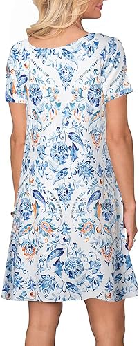 Miniatura 3 de FZ FANTASTIC ZONE - Vestido informal de verano para mujer, estilo camiseta, holgado, de manga corta y con bolsillos