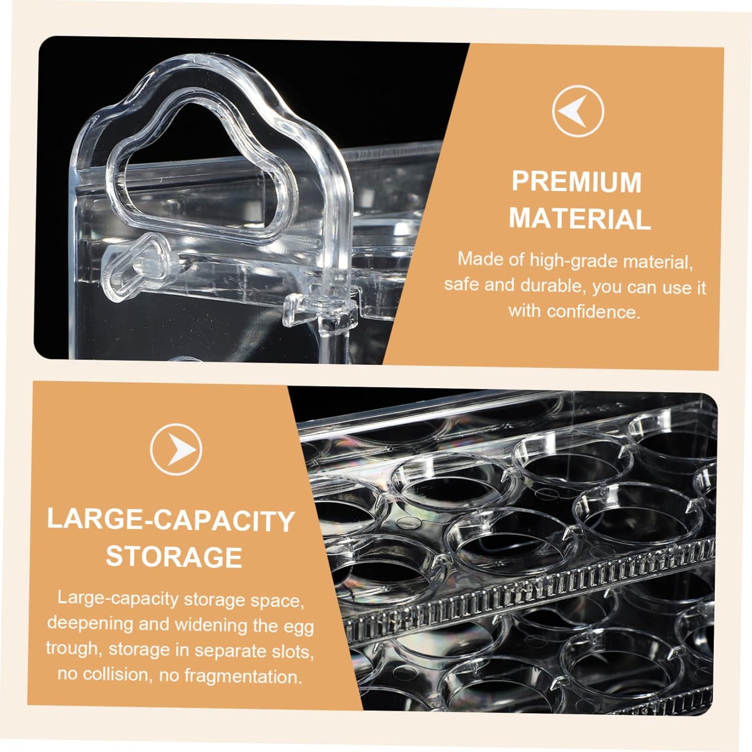 Mipcase Multi-Layer Egg Holder for Refrigerator Space-Saving Plastic Egg Storage Rack Lid for Kitchen and Fridge Use