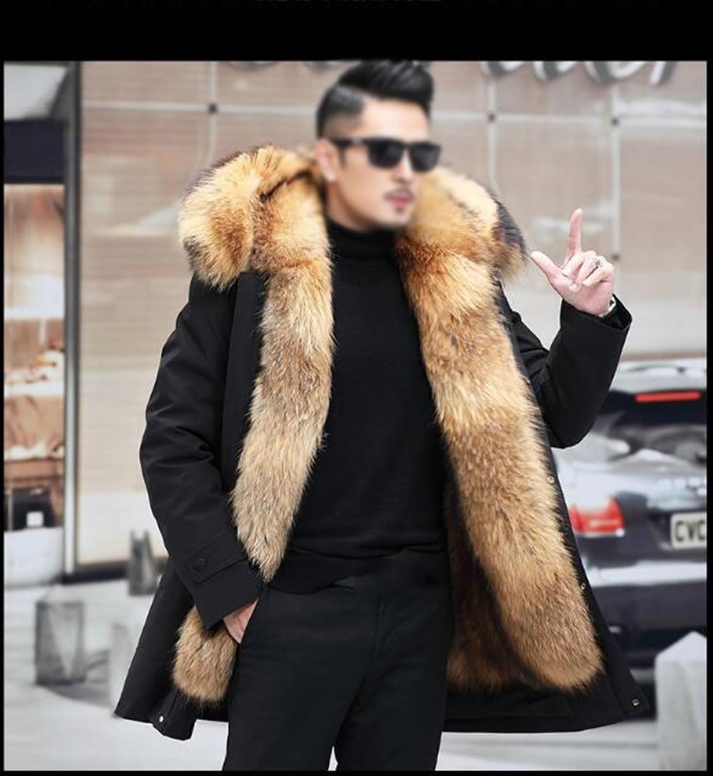 Herren Winter Lang Parka mit Abnehmbarer Plüschfutter,Warm Halten, Wind- und Wasserdicht Übergangsjacke Outdoor Daunenjacke