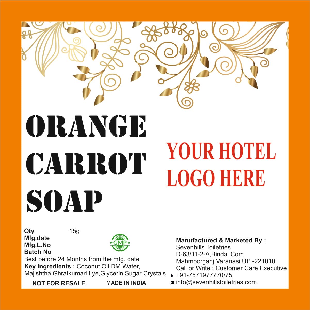 Sevenhills Toiletries 288 Bulk Glycerin Hotel Soaps – 15g Orange Carrot Scented Guest Bars | Individually Wrapped & Customizable with Logo | One-Time Use | Ideal for Hotels, Airbnb, Toiletry Kits-image-26
