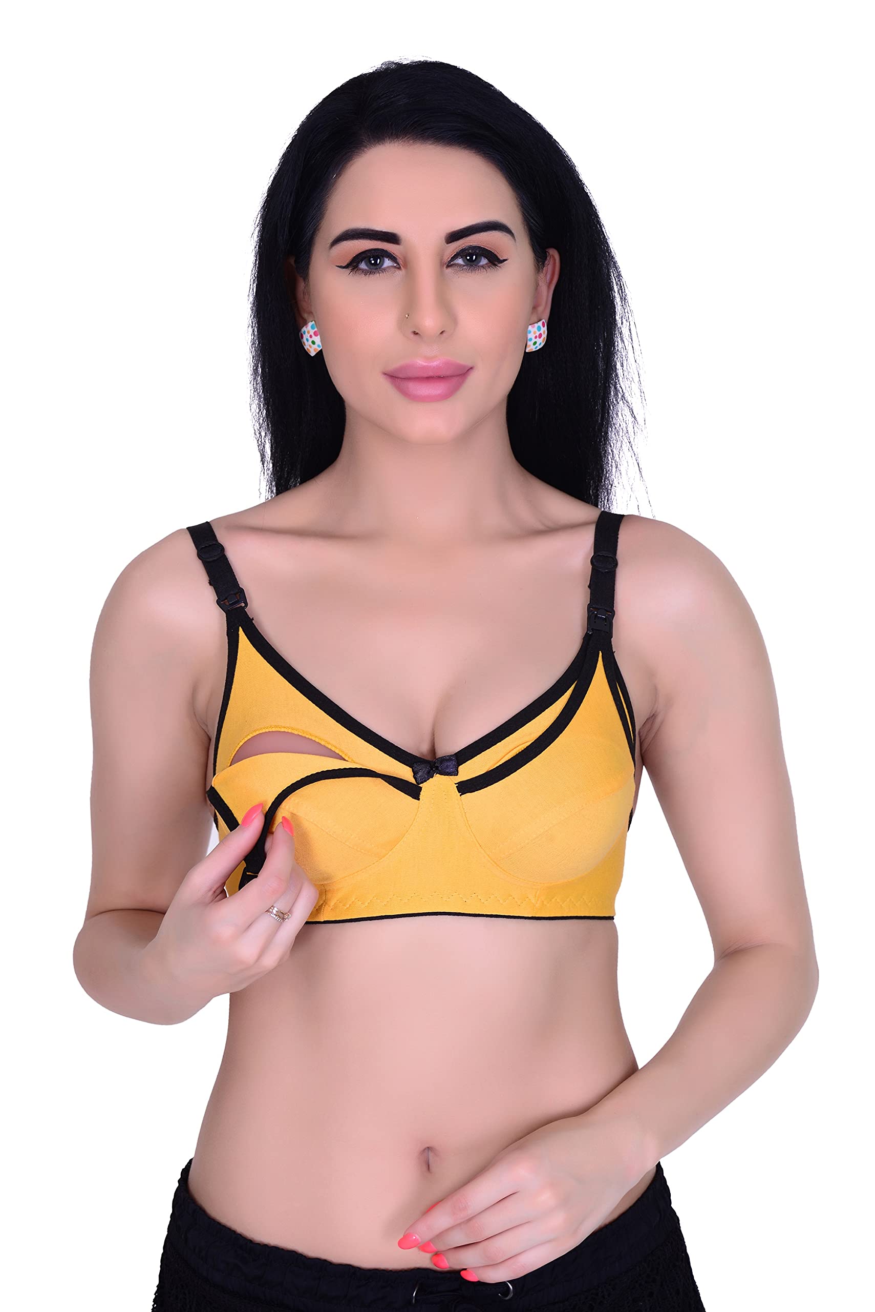 Full Coverage Bra for Women/Girls Stretchable Non-Padded and Non-Wired Full Coverage Bra | Innerwear | Lingerie | Bra for Gym, Yoga, Running, Daily Workout, Yellow (40) (Pack of 1)-image-0