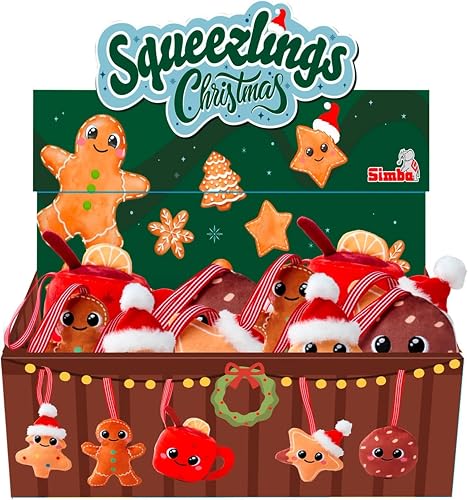 Simba Christmas Figures Squeezlings Plush Toys, 10 cm Size, Assorted