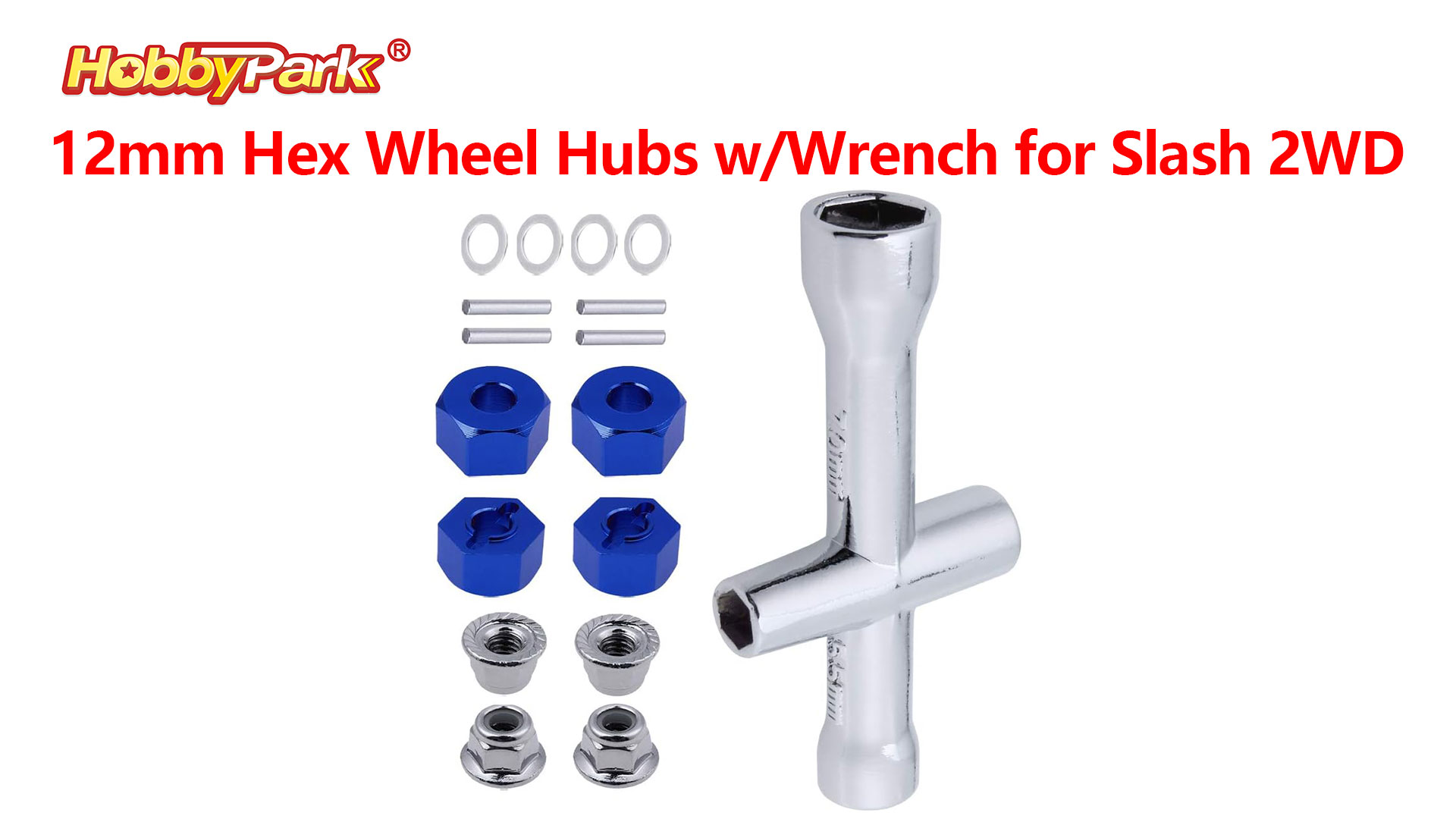 Hobbypark 12mm Aluminum Hex Wheel Hubs Adapters & M4 Flanged Lock