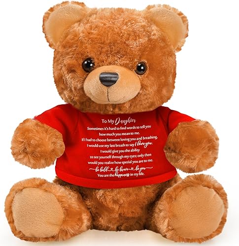 Miniatura 1 de Glimin Muñecas de oso de peluche con camisa de regalo de 10 pulgadas, oso de peluche con deseos, oso inspirador de peluche, juguetes de peluche para