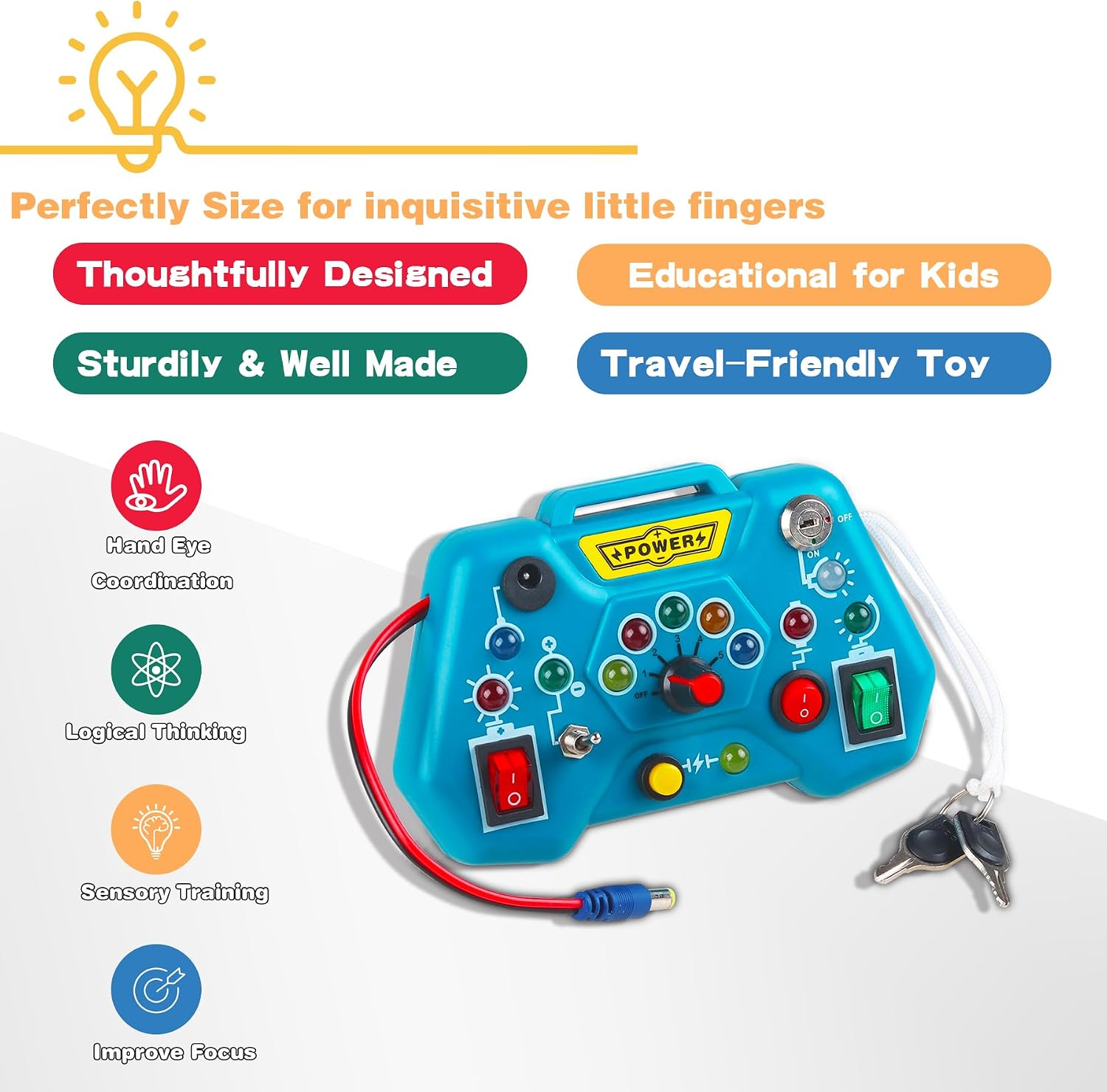 Toddler Busy Sensory Board,Montessori Travel Toy for 3 Year Old Learning Activities