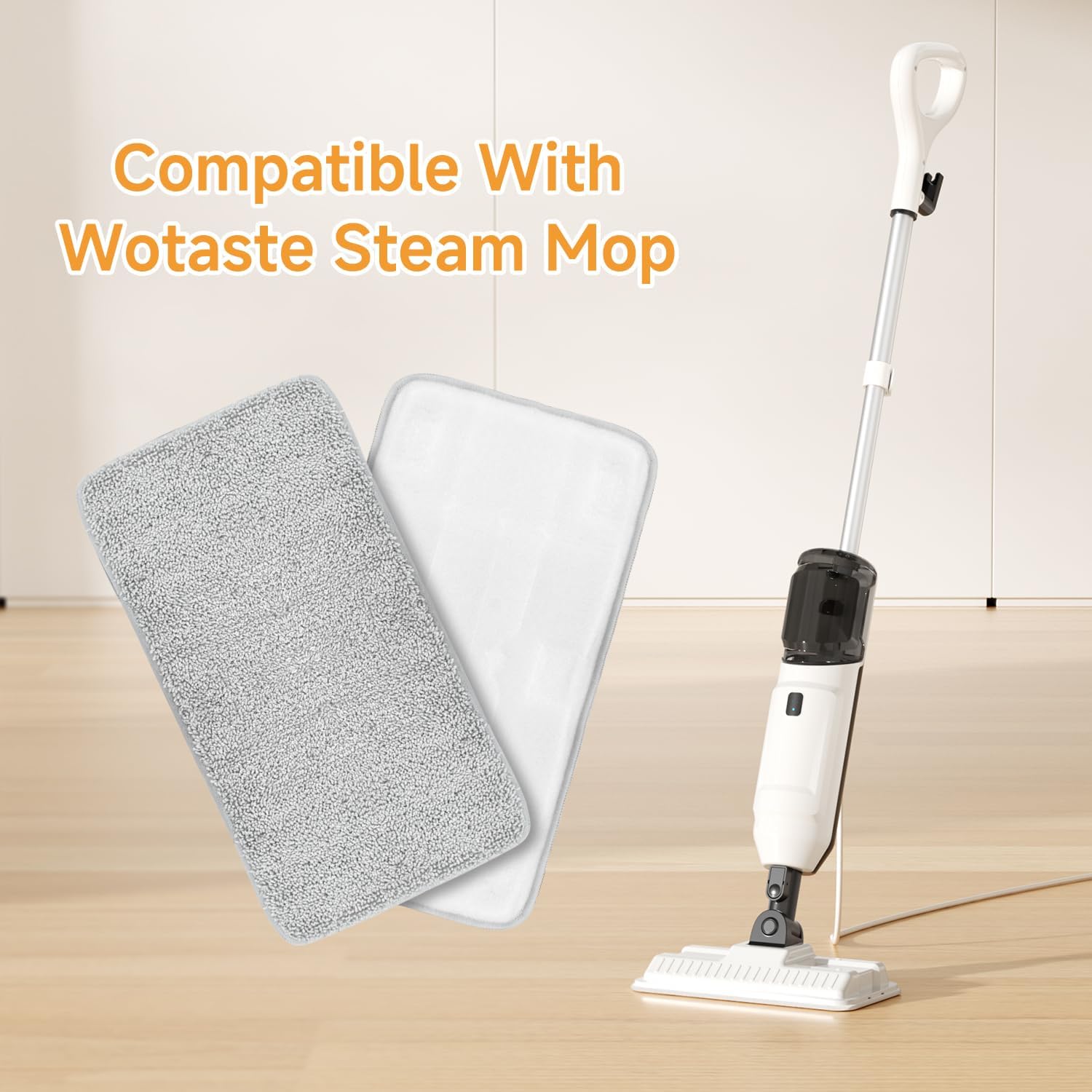 2 Pack Steam Mop Pads Replacement Compatible with Wotaste Steam Mop XR01, Washable & Reusable, Steam Mop Replace Pads for Floor Cleaning