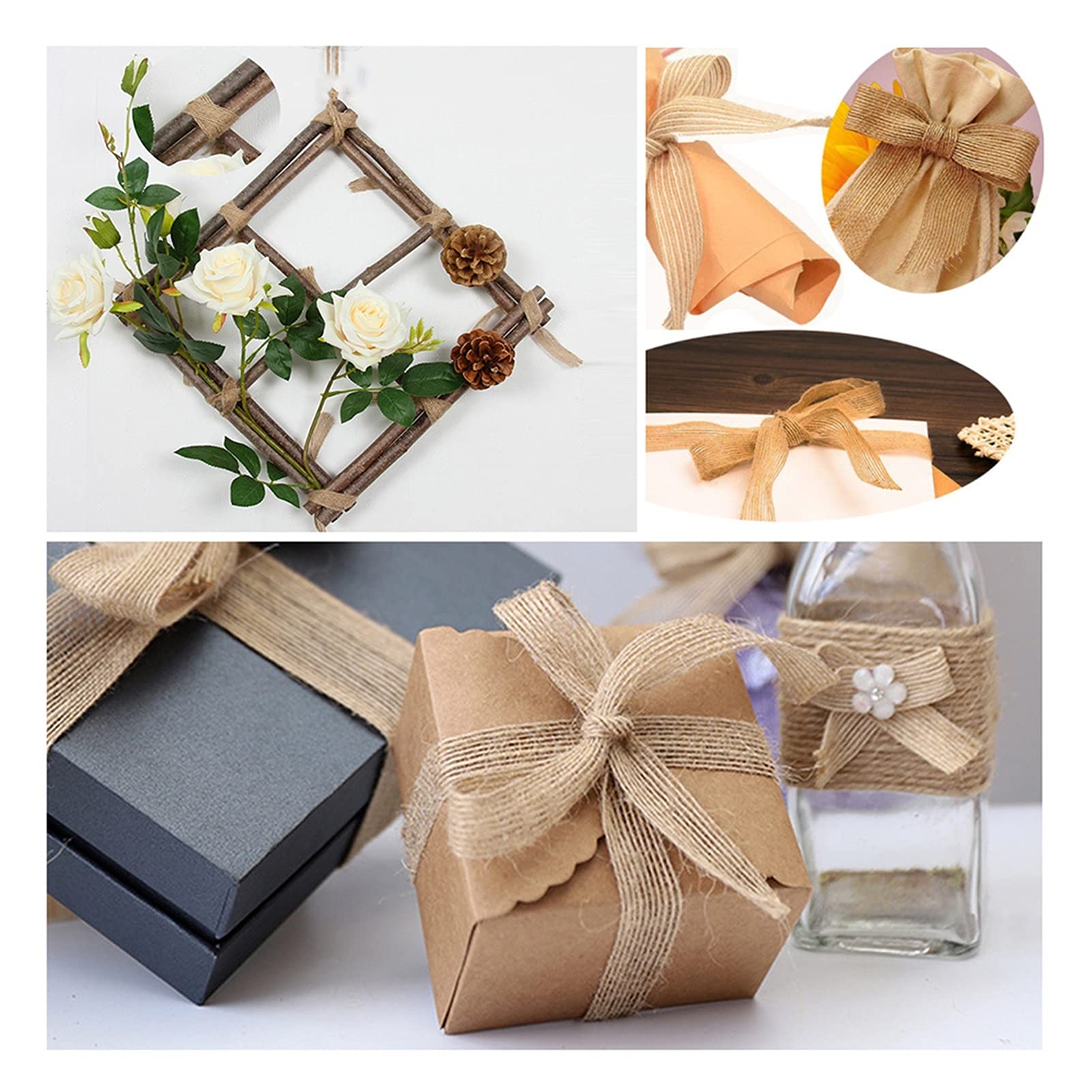 Jute lint 50 mm voor decoratie, naaien, knutselen, 10 meter, jute band, jute touw voor meubels, geschenkverpakkingen, gastgeschenk, handwerk voor bruiloft, feest