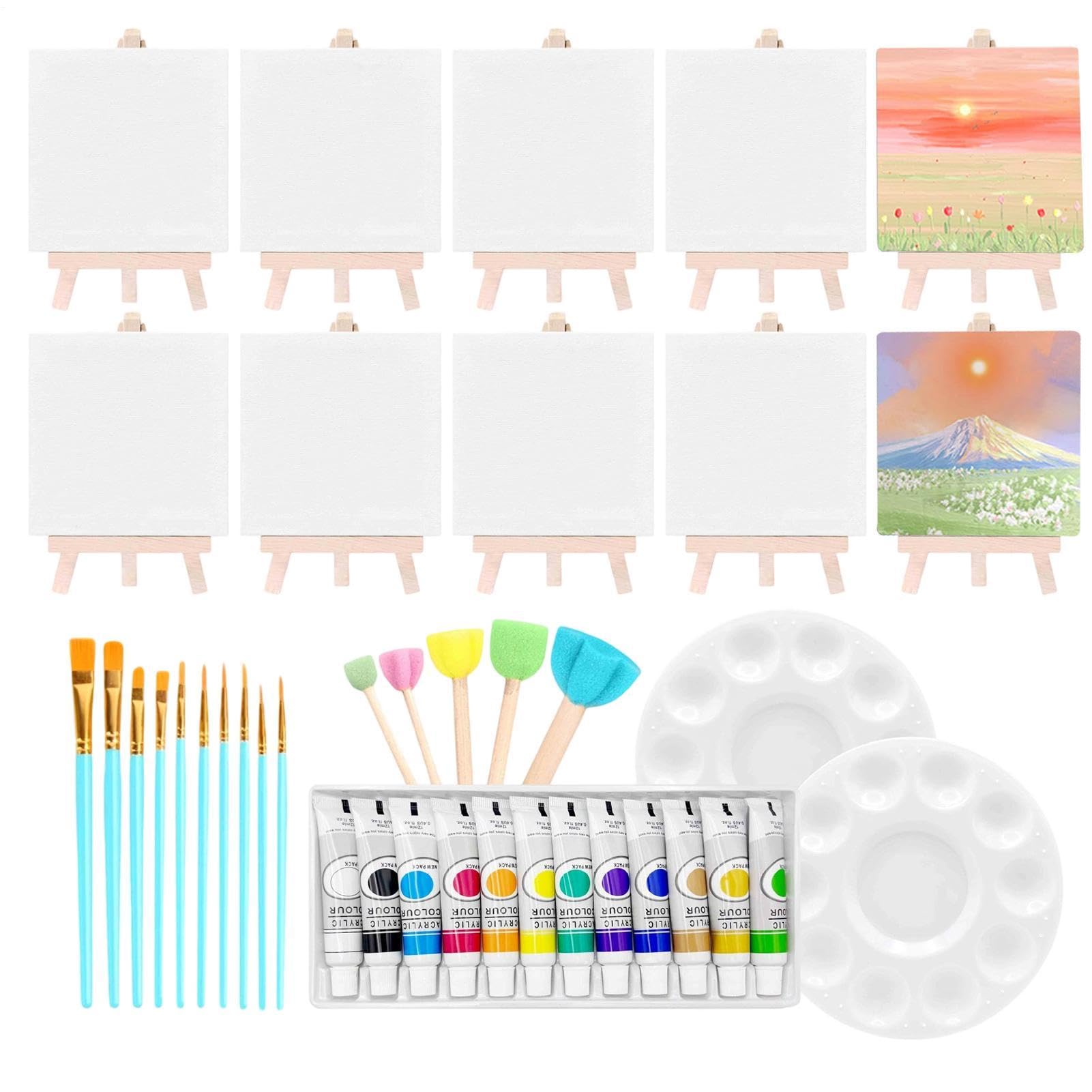 Malerei-Kit - 10-teiliges Acrylbastelset Tragbares professionelles Zeichenwerkzeuge, Anfänger Lederbundle für Erwachsene Kinder Klassenzimmer Home Outdoor Kreative Kunstaktivität