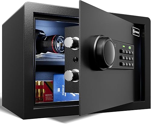 Miniatura 8 de Caja de seguridad biométrica XDeer con bolsa ignífuga, caja de seguridad de acceso rápido con huella dactilar mejorada, caja de seguridad para