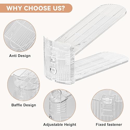 Miniatura 6 de Neprock Organizador de ranuras para zapatos para armario, paquete de 20 apiladores de zapatos de acrílico, soporte para zapatos, 3 niveles
