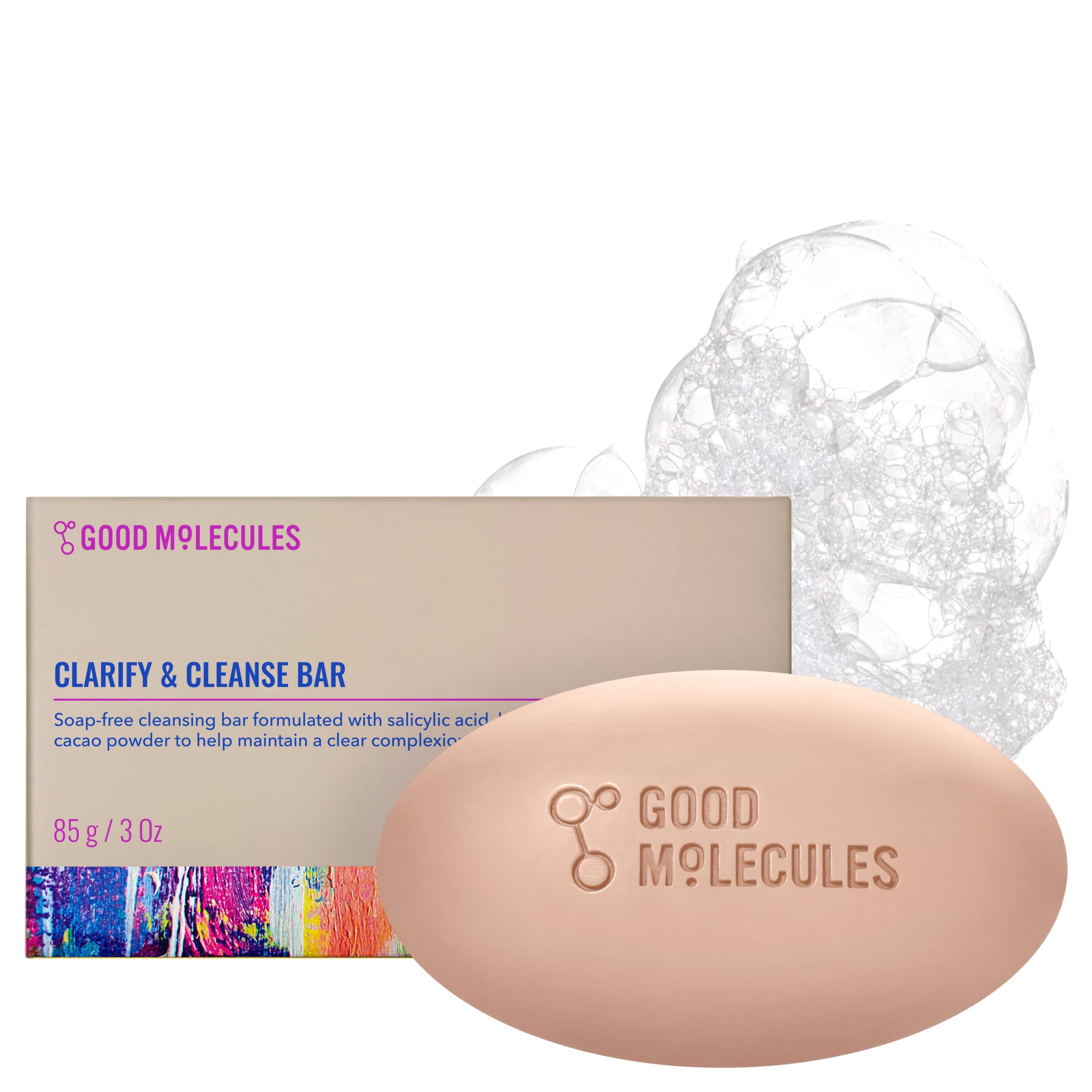 Good Molecules Clarify and Cleanse Bar - Soap Free Bar with Salicylic Acid BHA for Skin Tone Balancing
