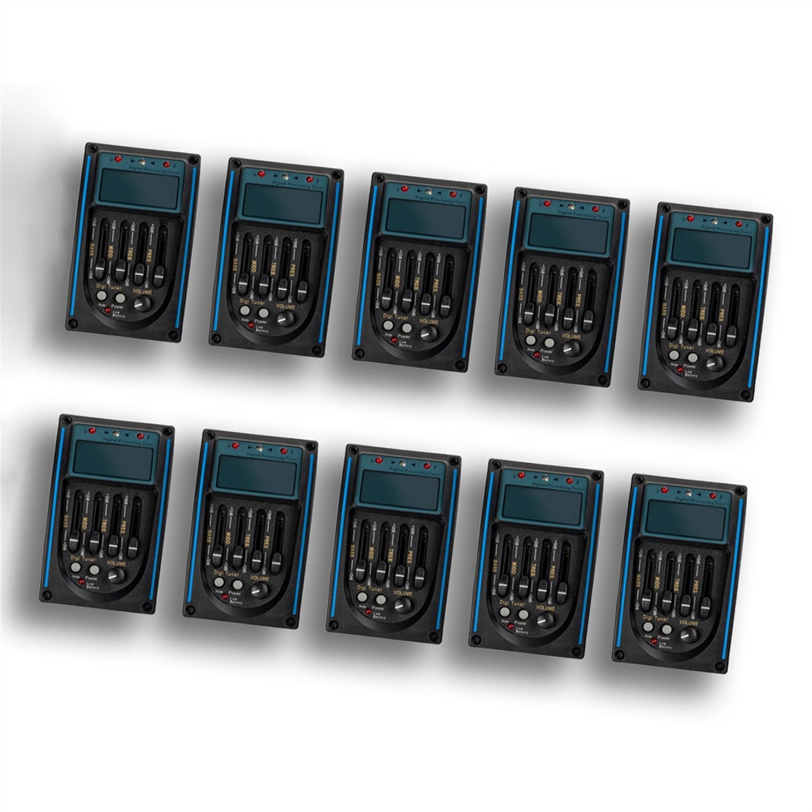 Przetworniki do gitary akustycznej 4-pasmowy Korektor Gitarowy Przedwzmacniacz Piezoelektryczny Przetwornik EQ Do Gitary Akustycznej Z Miękkim Piezoelektrycznym (Color : 10PCS)