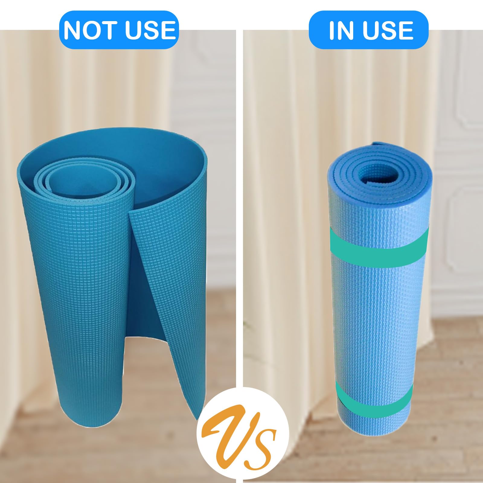 Risipu Yogamatten-Gurt-Schlagband, ein Druckknopf hält die Trainingsmatte fest gerollt und sicher, geeignet für die Aufbewahrung von Workout-Pilatesmatten