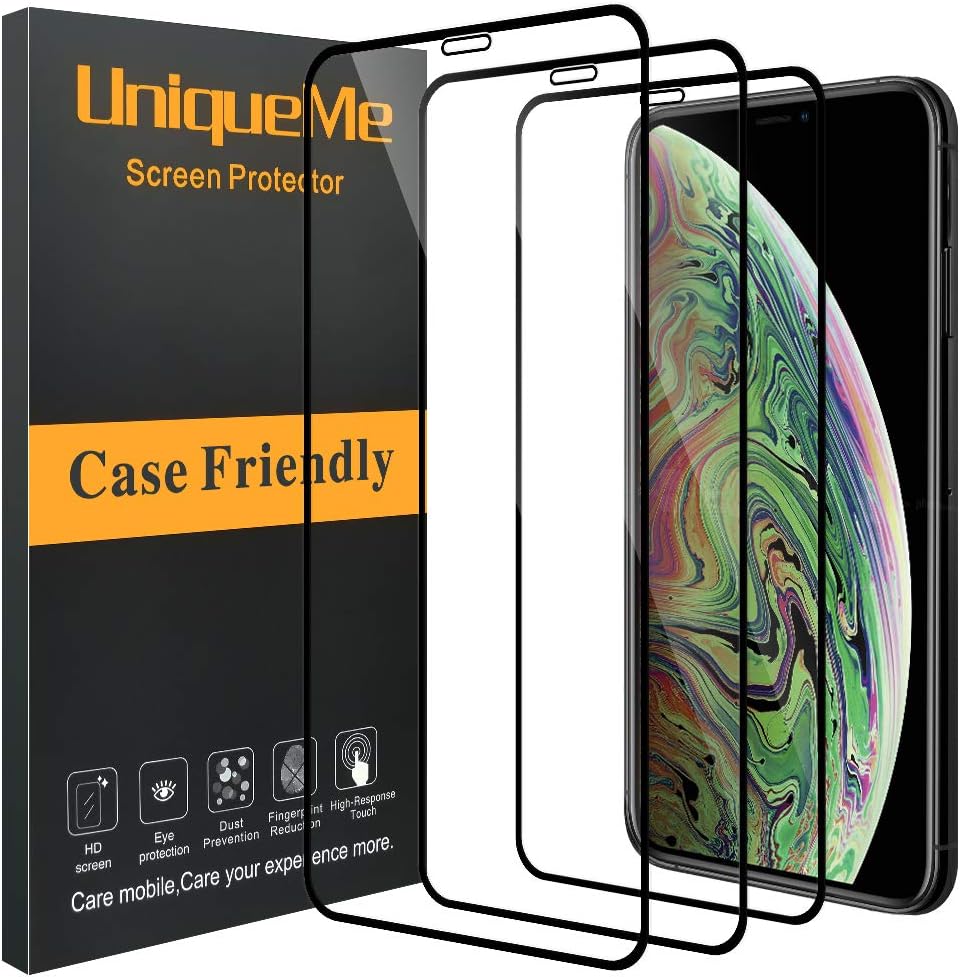 [3 Pack] INGLE Compatible With iPhone Xs Max/iPhone 11 Pro Max Full Screen Protector,Full Coverage Tempered Glass Screen Protector Film Edge to Edge Protection for iPhone Xs Max - Black